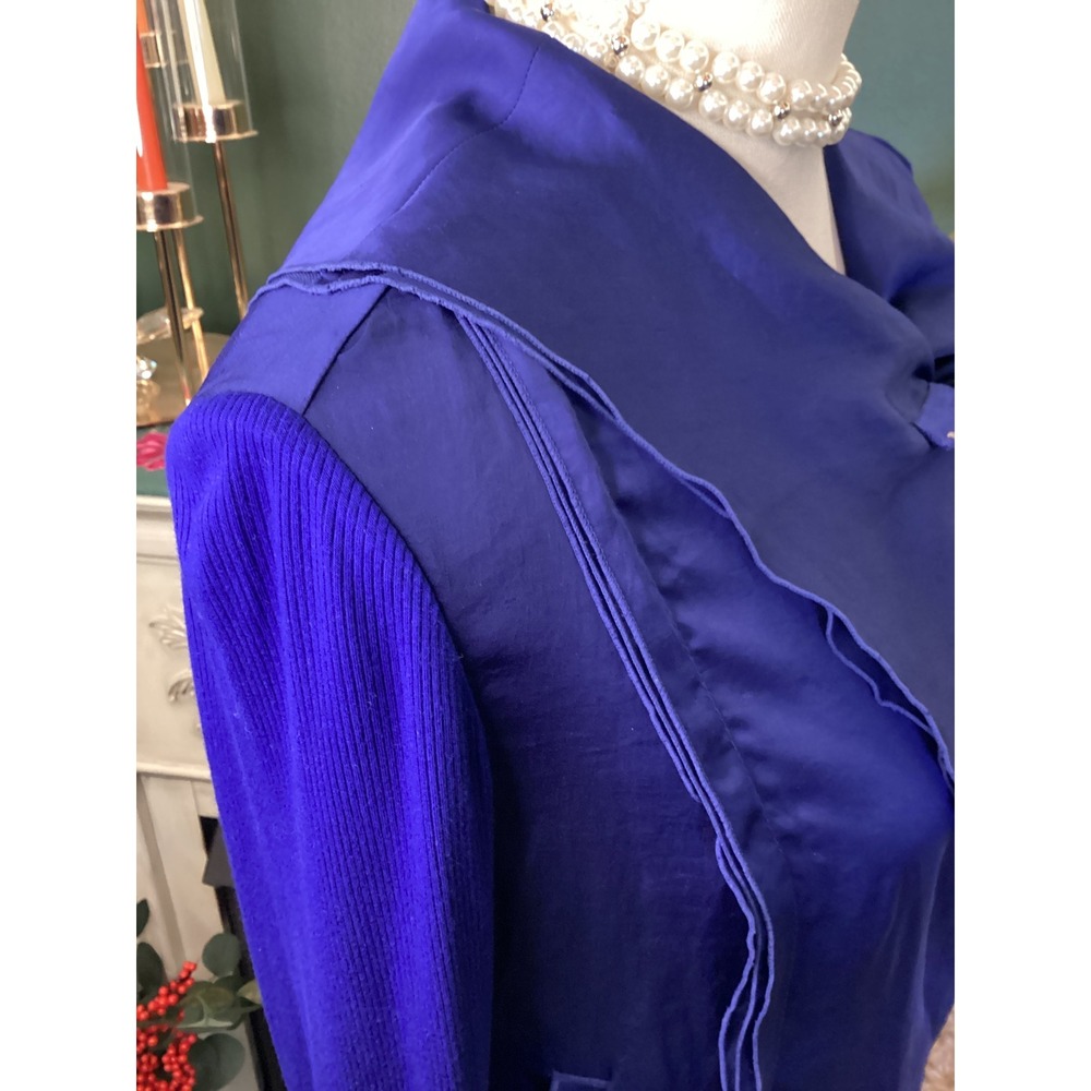 INC‎ International Concepts Jacket Blue Mixed Media Zip Blouse - Picture 5 of 6